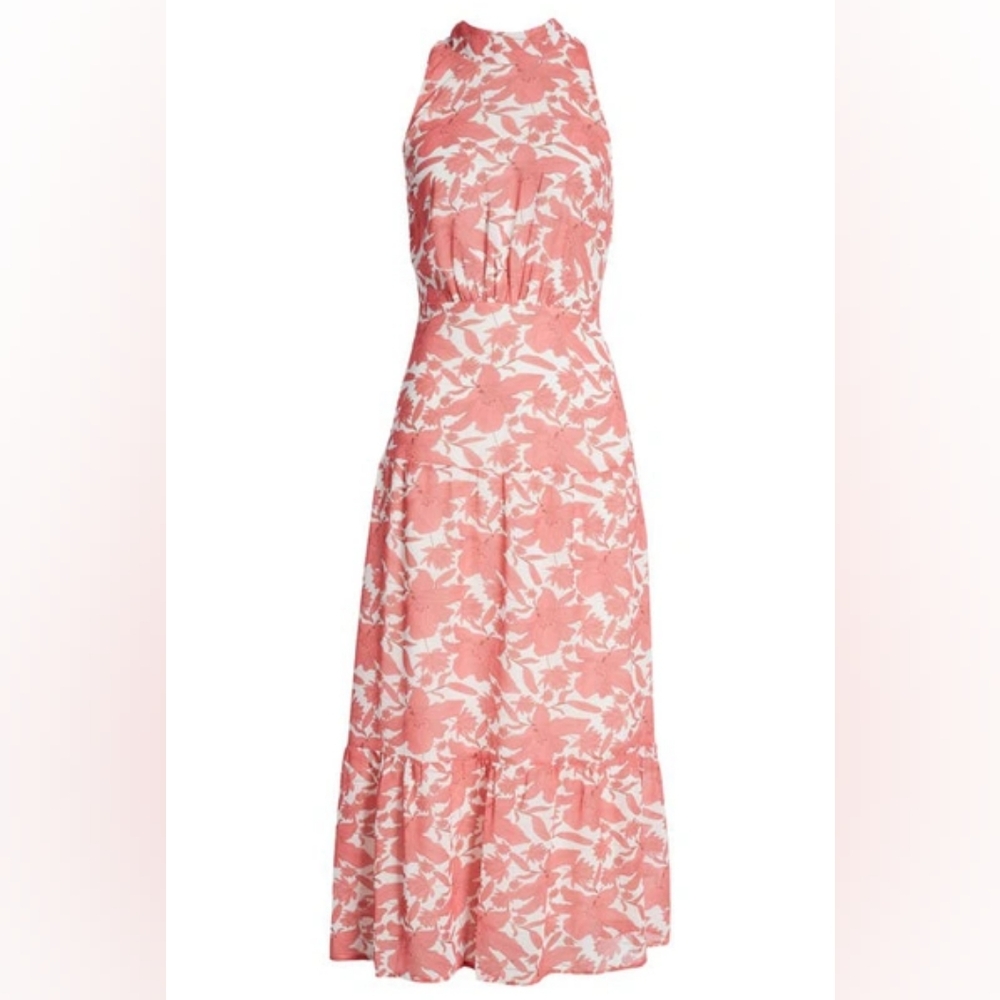 2X Sam Edelman Floral Sleeveless Maxi Dress - Soft Pink and White